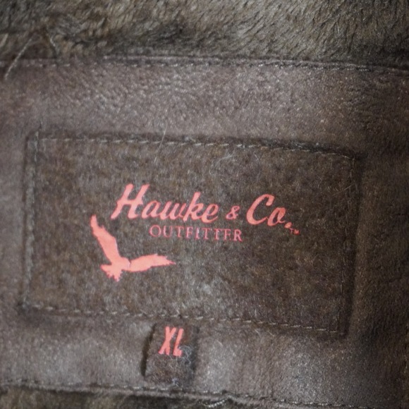 Hawke & Co Outfiters Mens Full Zip Bomber Jacket Brown Faux Fur Lined Size XL - Picture 5 of 9
